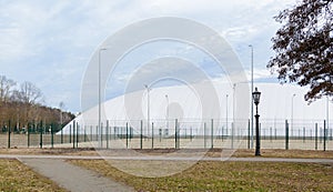 The new football arena in the form of a huge dome is an air-bearing structure measuring 115 Ãâ 82 meters with a field and stands